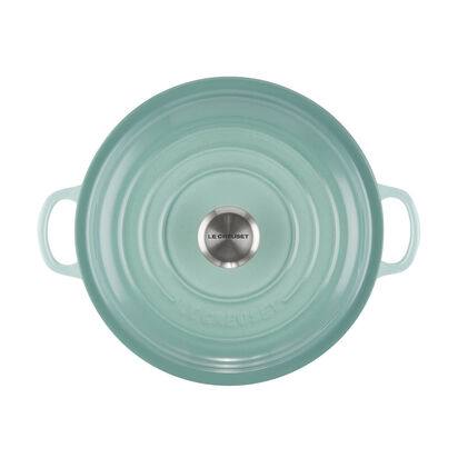 典藏琺瑯鑄鐵淺底鍋22cm(悠然綠-鋼頭-內鍋白) image number 3