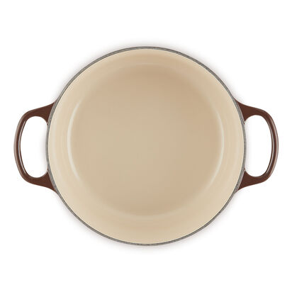 典藏琺瑯鑄鐵圓鍋24cm(巧克力棕-鋼頭-內鍋白) image number 4