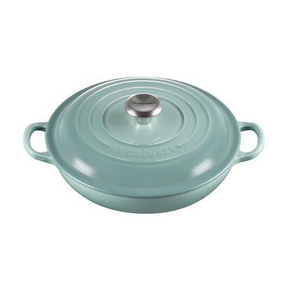 典藏琺瑯鑄鐵淺底鍋22cm(悠然綠-鋼頭-內鍋白) image number 1