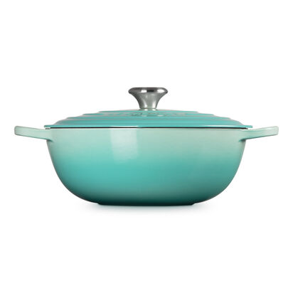 典藏琺瑯鑄鐵媽咪鍋28cm(薄荷綠-鋼頭-內鍋黑) image number 2