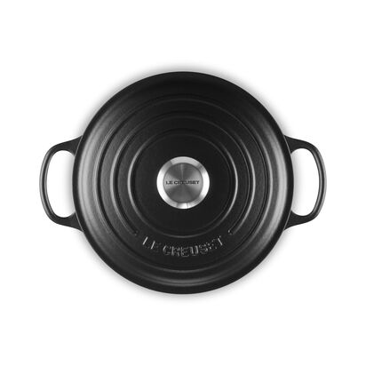 典藏琺瑯鑄鐵圓形燉鍋 24cm (沉靜黑-鋼頭-內鍋黑) image number 3