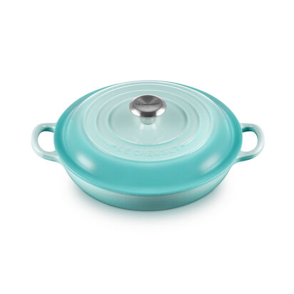 典藏琺瑯鑄鐵淺底鍋22cm(薄荷綠-鋼頭-內鍋黑) image number 1