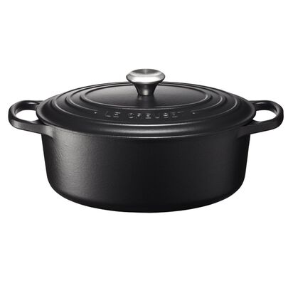 典藏琺瑯橢圓鐵鍋25cm 沉靜黑 鋼頭內鍋黑000 Le Creuset 台灣