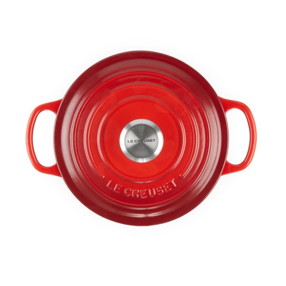 典藏琺瑯鑄鐵圓鍋22cm(櫻桃紅-鋼頭-內鍋白) 060 | Le Creuset 台灣