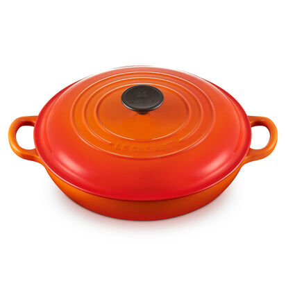 琺瑯鑄鐵淺底鍋26cm(火焰橘-電木頭-內鍋白) image number 1