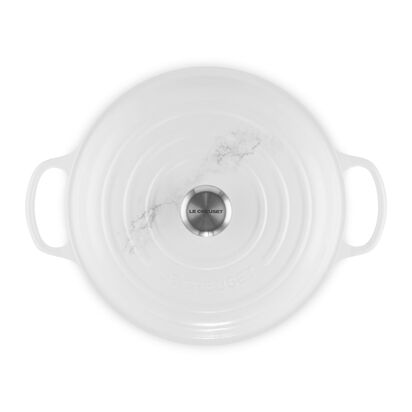 典藏琺瑯鑄鐵淺底鍋30cm(典雅石紋/雪花白-鋼頭-內鍋白) image number 3