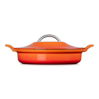 Modern Heritage系列琺瑯鑄鐵淺底鍋28cm (火焰橘-內鍋白) image number 2