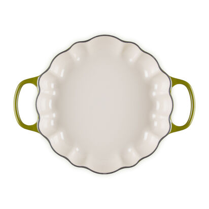萬聖節系列琺瑯鑄鐵南瓜造型淺底鍋28cm(橄欖綠-金頭-內鍋白) image number 3