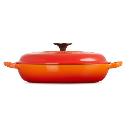 琺瑯鑄鐵淺底鍋26cm(火焰橘-電木頭-內鍋白) image number 2