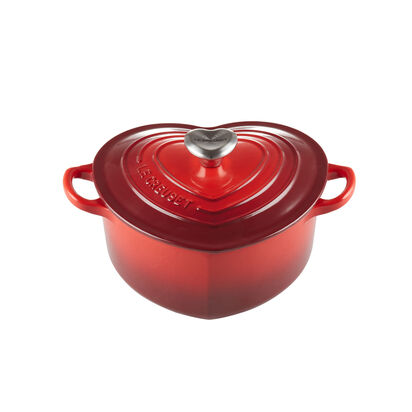 琺瑯鑄鐵愛心鍋20cm(櫻桃紅-心型鋼頭-內鍋白) image number 0