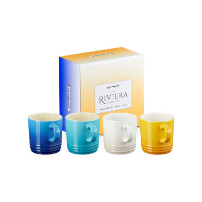 里維埃拉系列英式馬克杯組350ml-4入組(地中海藍/加勒比海藍/蛋白霜/杏桃黃) image number 4