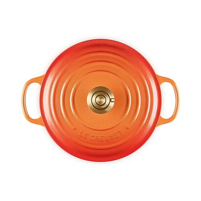 典藏琺瑯鑄鐵圓鍋 24cm (流金火焰橘-百年限定淡金頭) image number 3