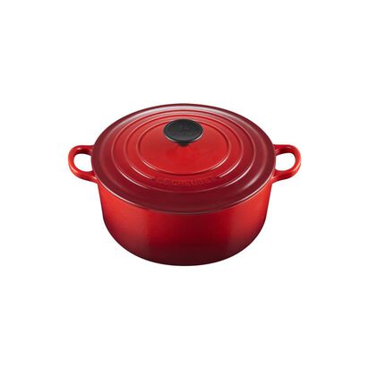 琺瑯鑄鐵圓鍋24cm(櫻桃紅-電木頭-內鍋白) image number 1