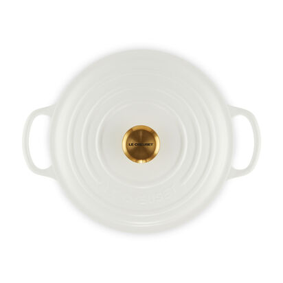 典藏琺瑯鑄驖圓鍋22cm(棉花白-金頭-內鍋白) image number 8