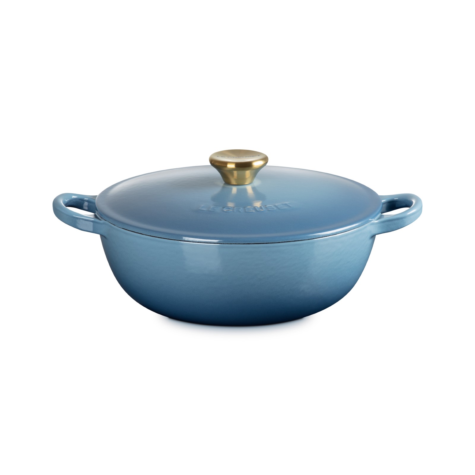 琺瑯鑄鐵媽咪鍋 22cm (藍色迷霧-金頭-內鍋黑)