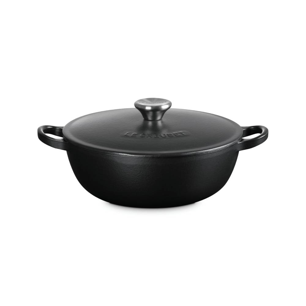 琺瑯鑄鐵媽咪鍋 22cm (沉靜黑-鋼頭-內鍋黑)