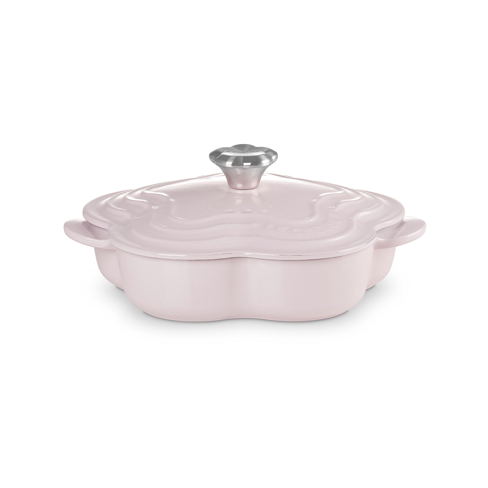 琺瑯鑄鐵山茶花燉飯鍋20cm(柔粉紫-花型鋼頭-內鍋白)