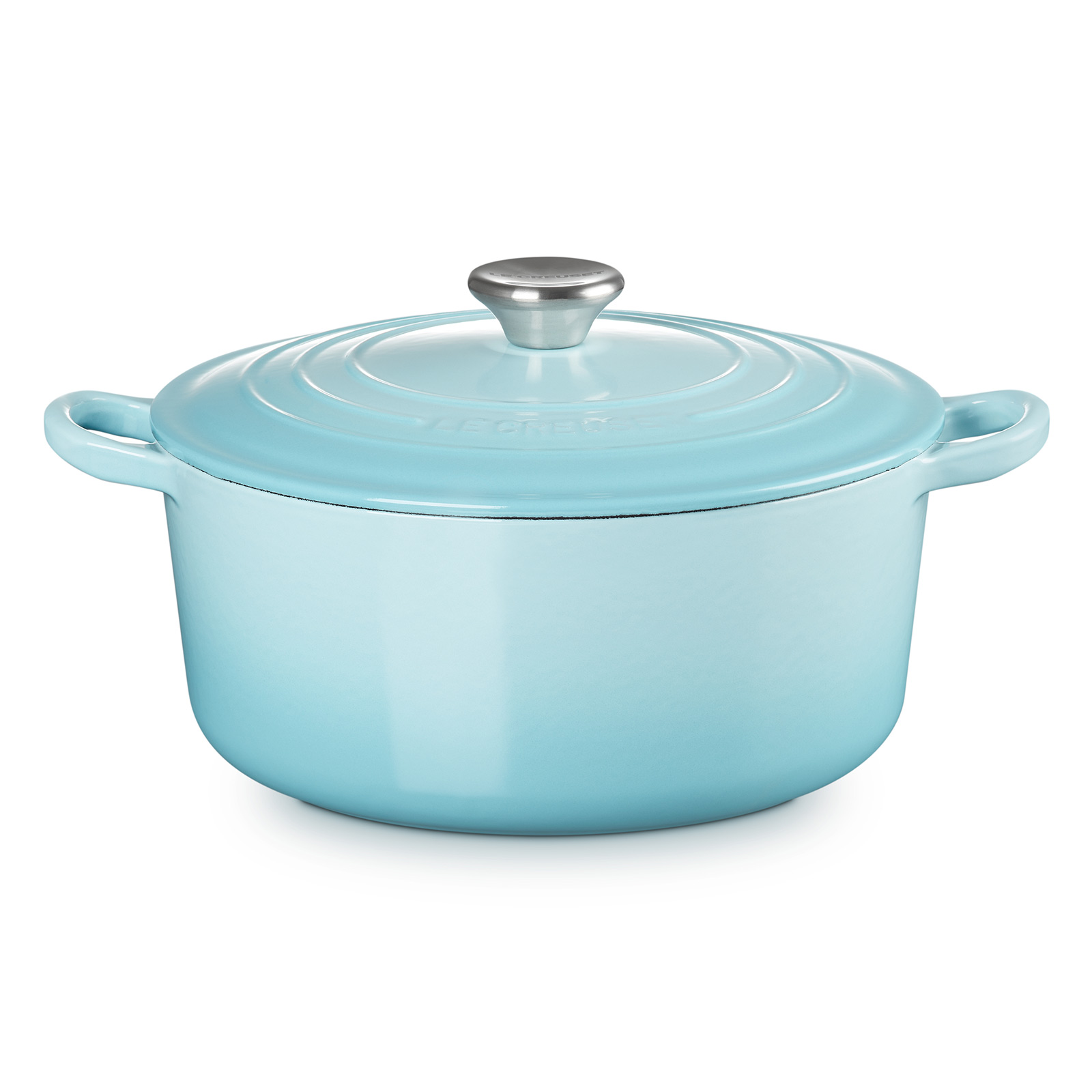 琺瑯鑄鐵圓鍋 24cm (水漾藍-鋼頭-內鍋白)