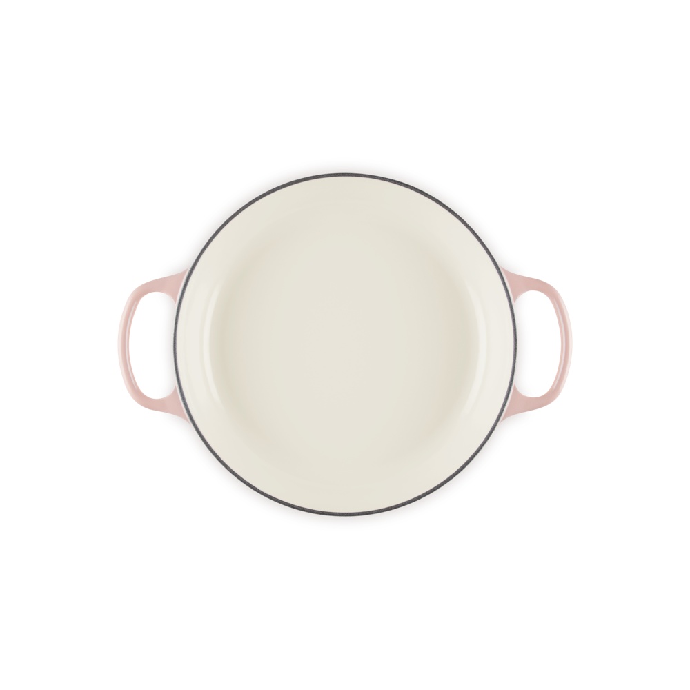 典藏琺瑯鑄鐵淺底鍋 附玻璃蓋 (淡金頭-內鍋白) image number 4