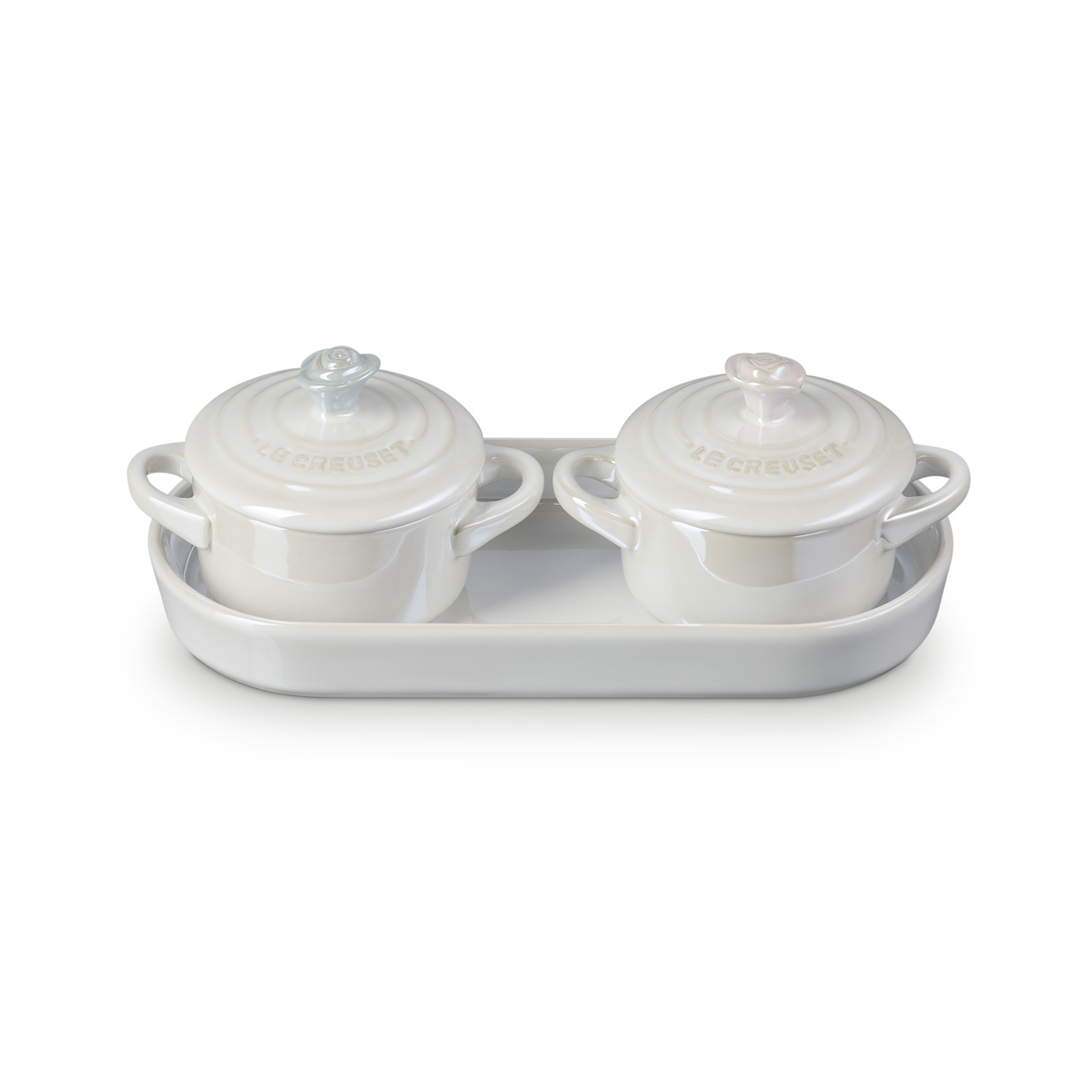 珠光薔薇迷你圓烤盅2入組(附托盤)