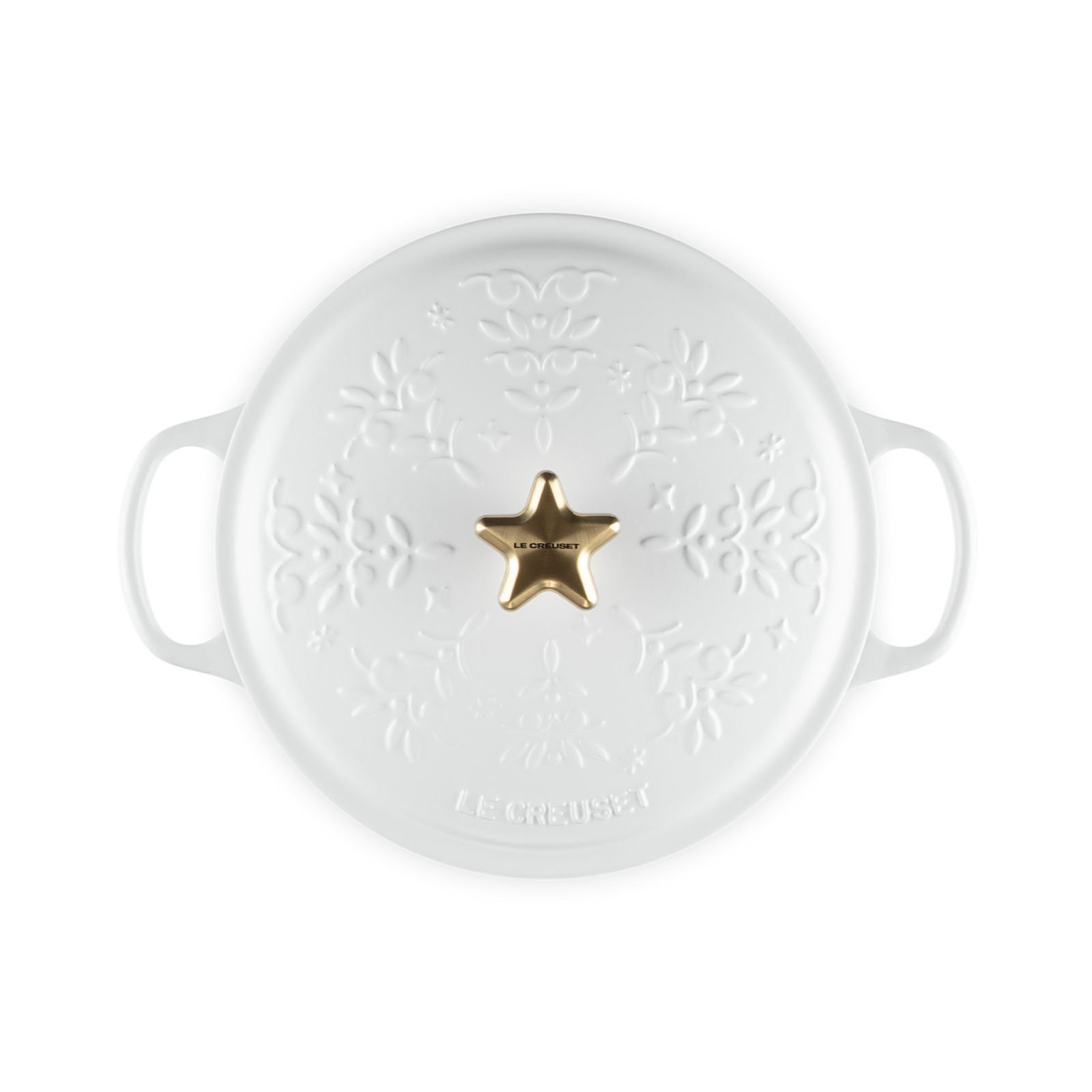 歡樂耶誕琺瑯鑄鐵圓鍋24cm(星型金頭-內鍋白) image number 3