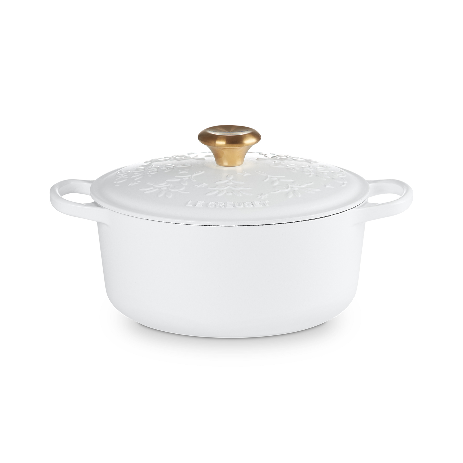 歡樂耶誕琺瑯鑄鐵圓鍋(金頭-內鍋白) image number 1