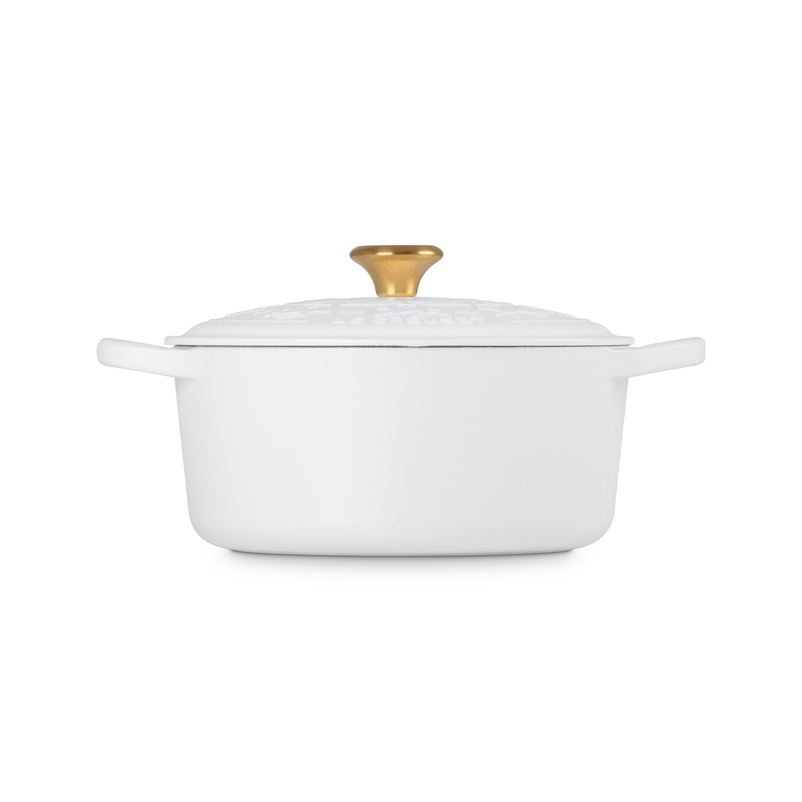 旋轉木馬系列琺瑯鑄鐵圓鍋22cm (棉花白-金頭-內鍋白) image number 2