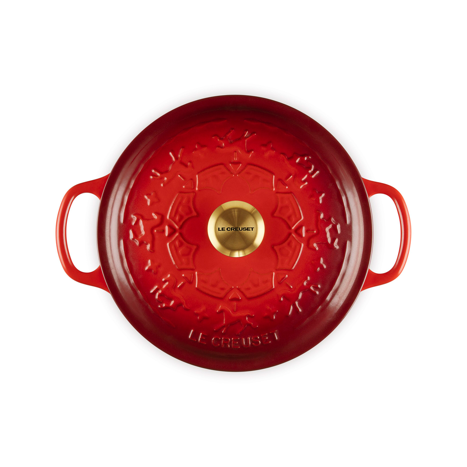 旋轉木馬系列琺瑯鑄鐵圓鍋22cm (棉花白-金頭-內鍋白) image number 3