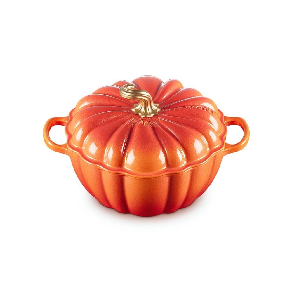 萬聖節系列南瓜造型鑄鐵鍋 (金頭-內鍋白) image number 1