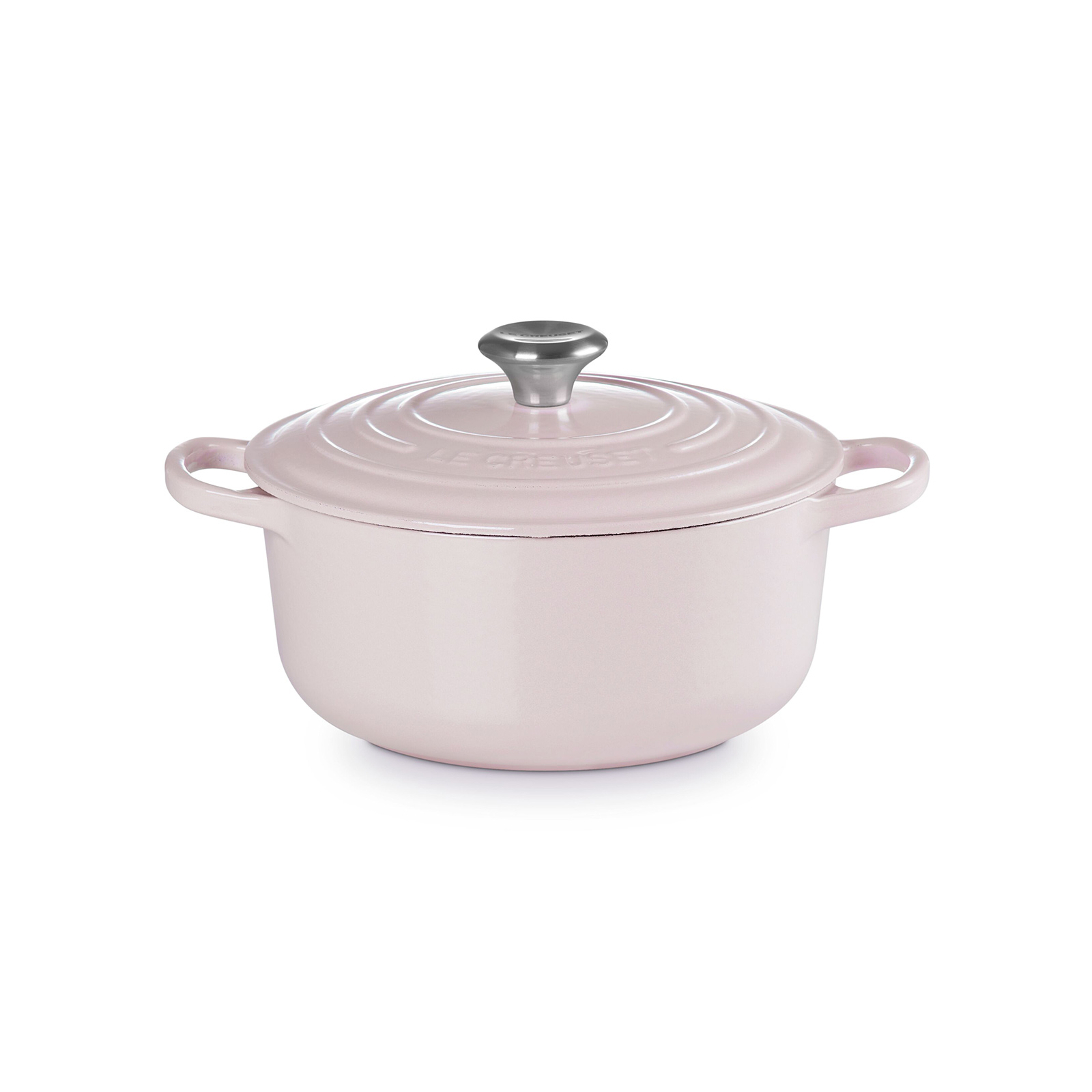 典藏琺瑯鑄鐵圓鍋20cm(柔粉紫-鋼頭-內鍋白)