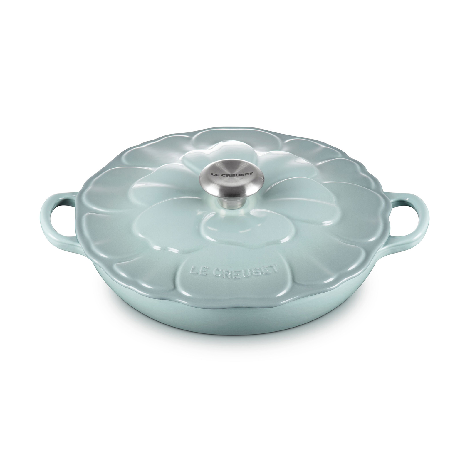 典藏琺瑯鑄鐵淺底鍋 26cm (輕荷花妍/海洋之花-鋼頭-內鍋白)