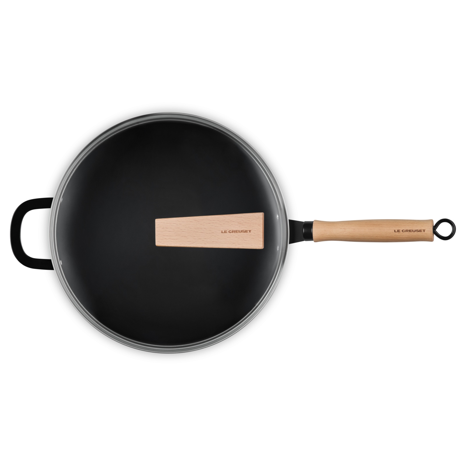 Carbon Steel Wok w/ Glass Lid Wooden Handle image number 6