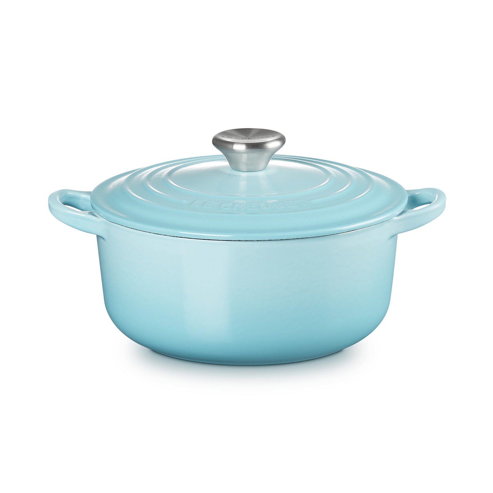 琺瑯鑄鐵圓鍋 20cm (水漾藍-鋼頭-內鍋白)