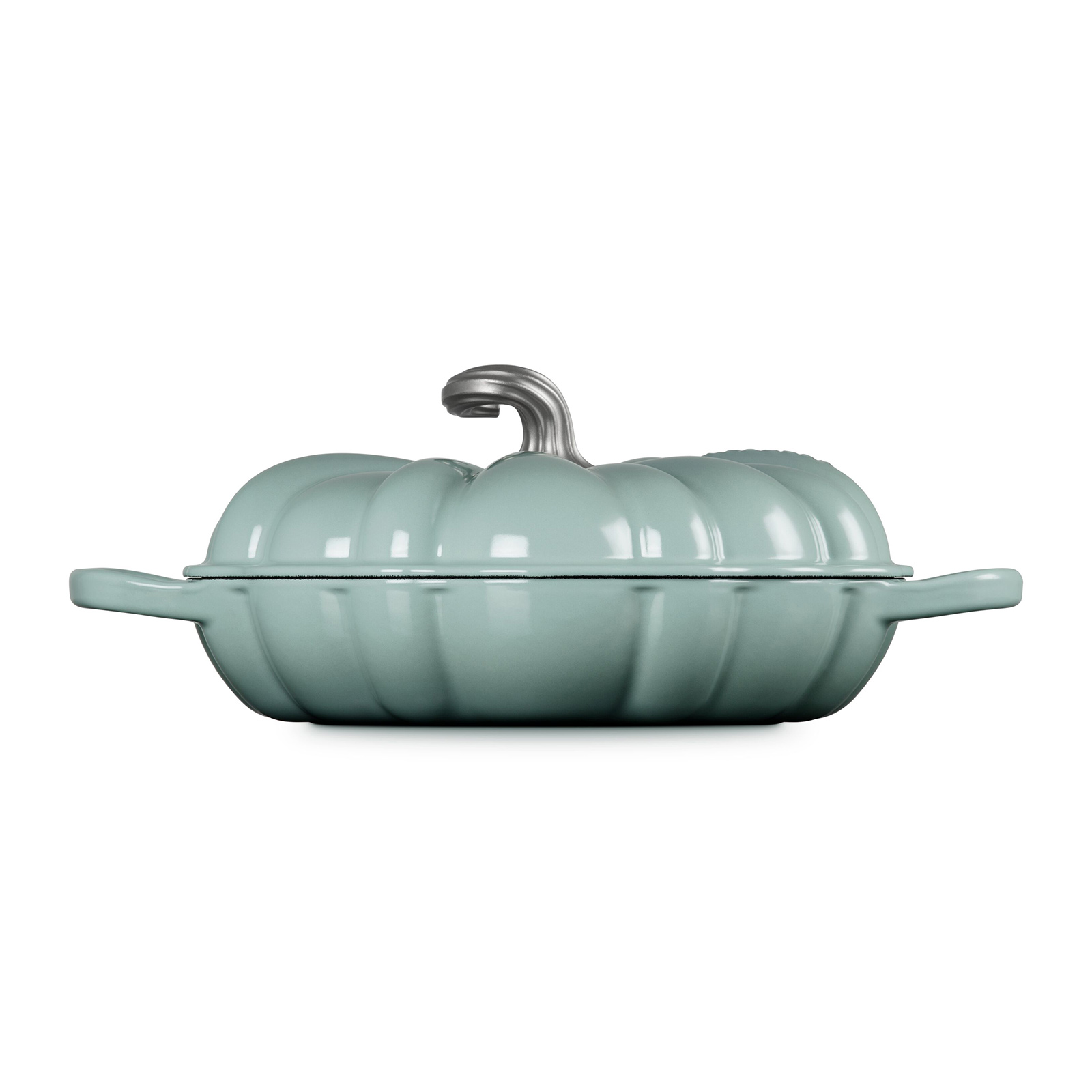萬聖節 南瓜造型淺底鑄鐵鍋28cm(鋼頭-內鍋白) image number 2