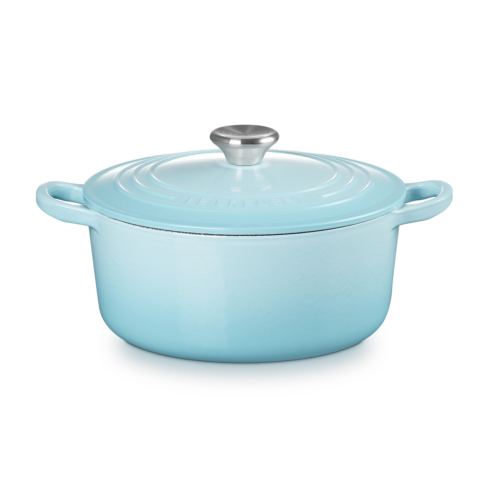 琺瑯鑄鐵圓鍋 22cm (水漾藍-鋼頭-內鍋白)