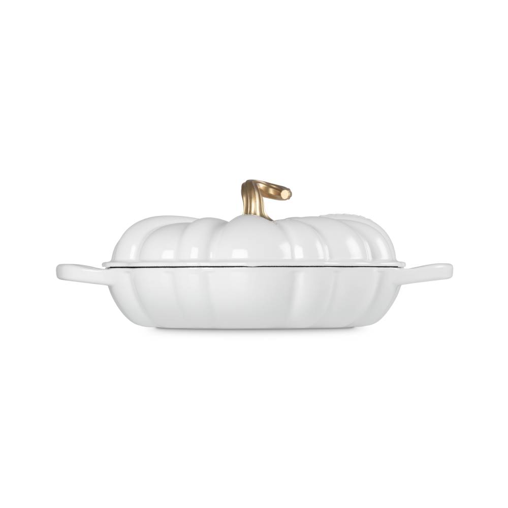萬聖節系列琺瑯鑄鐵南瓜造型淺鍋 28cm (金頭-內鍋白) image number 2