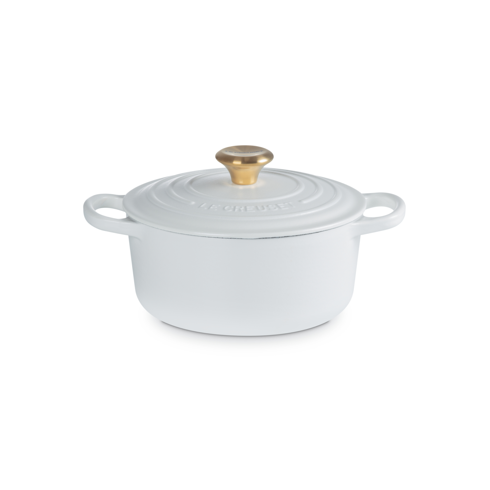 典藏琺瑯鑄鐵圓鍋18cm(棉花白-金頭-內鍋白)