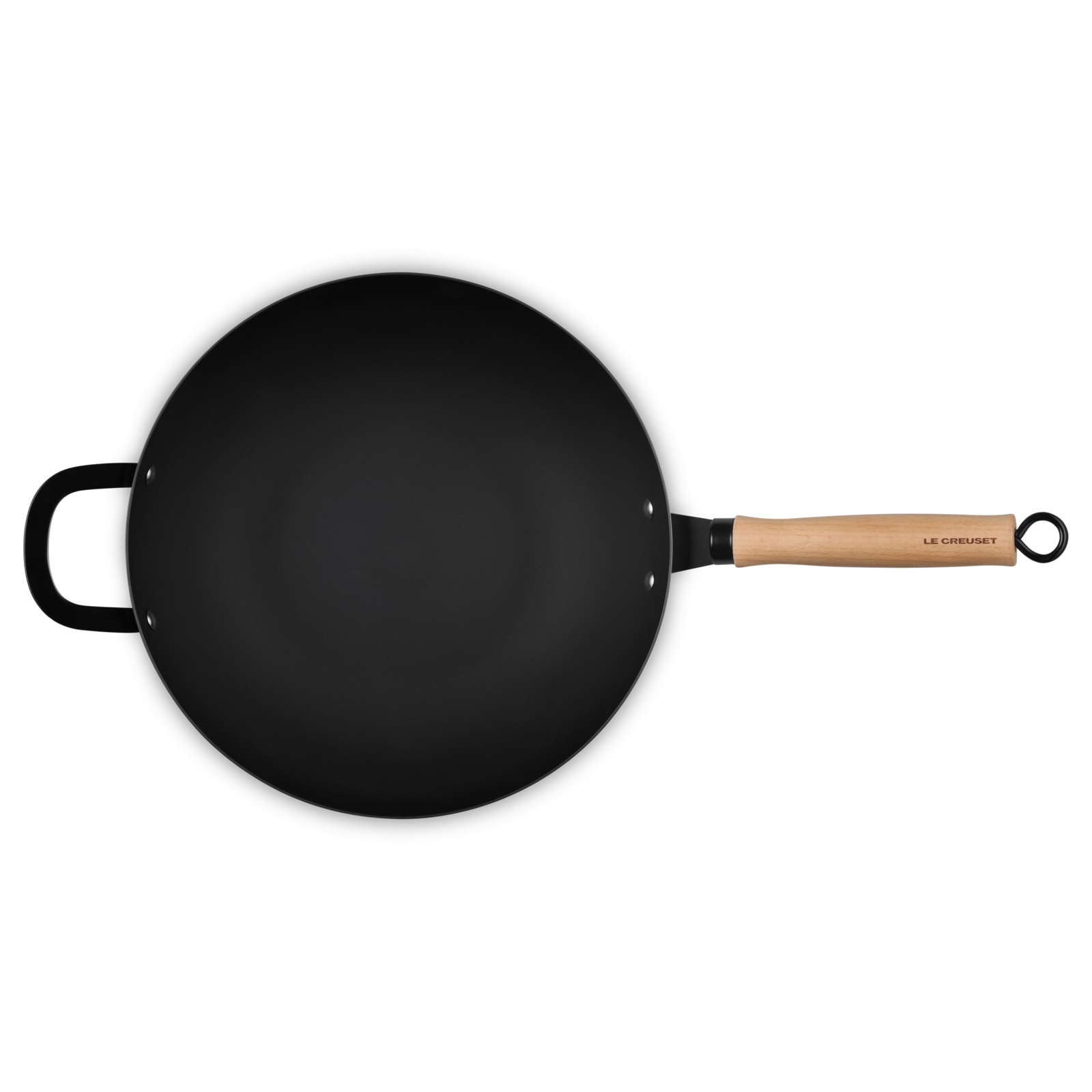 Carbon Steel Wok w/ Glass Lid Wooden Handle image number 5