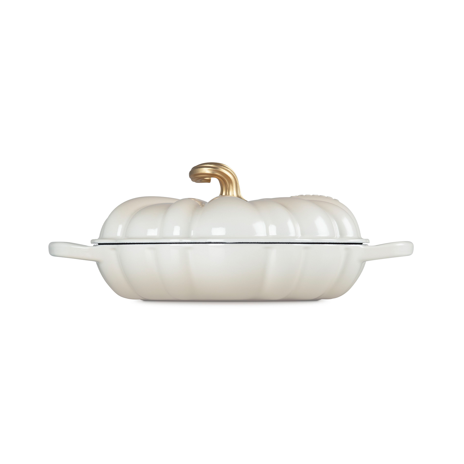 萬聖節 南瓜造型淺底鑄鐵鍋28cm(鋼頭-內鍋白) image number 2